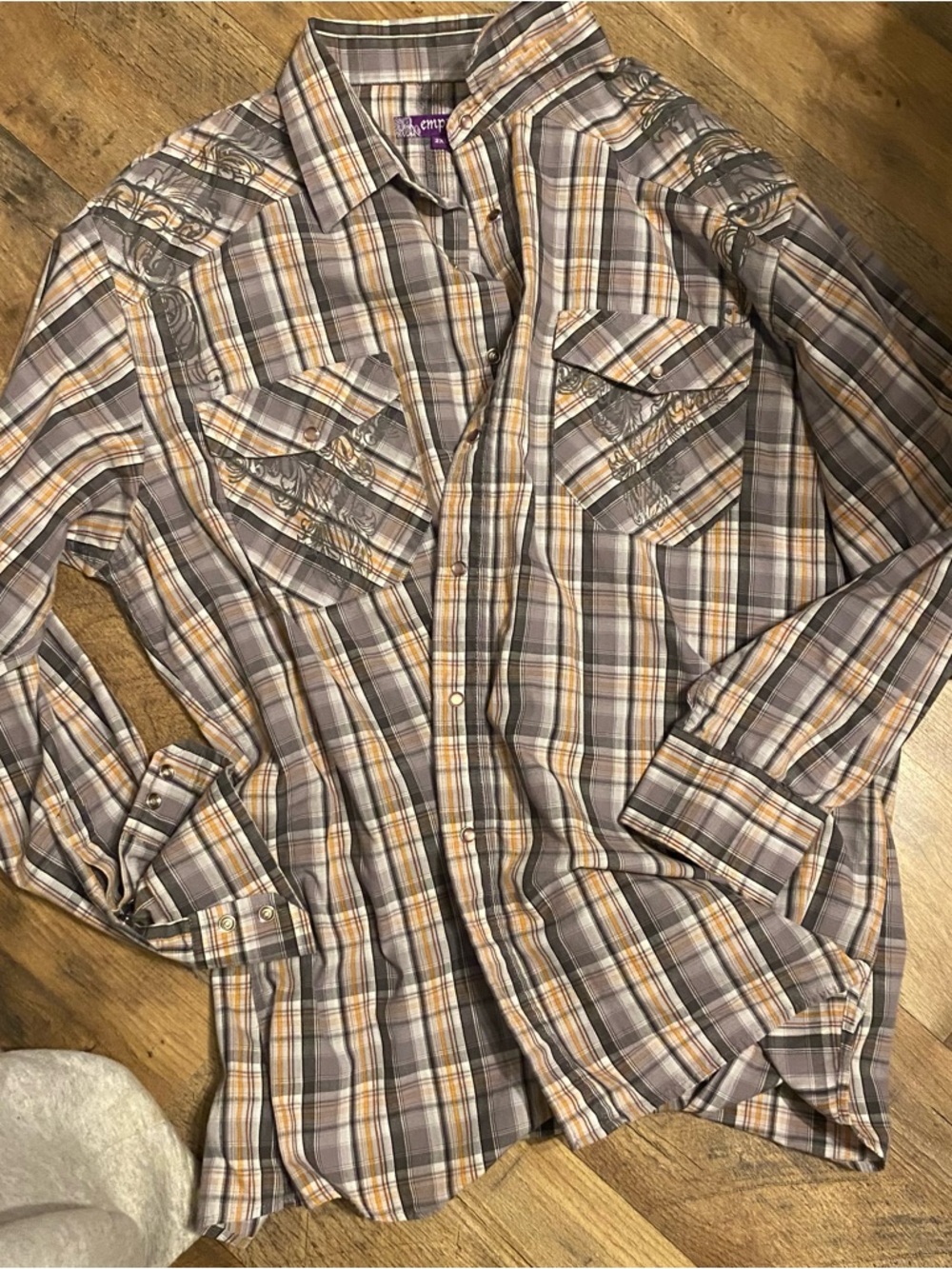 Men's Plaid Casual Button-Down Shirt - Brown & Tan